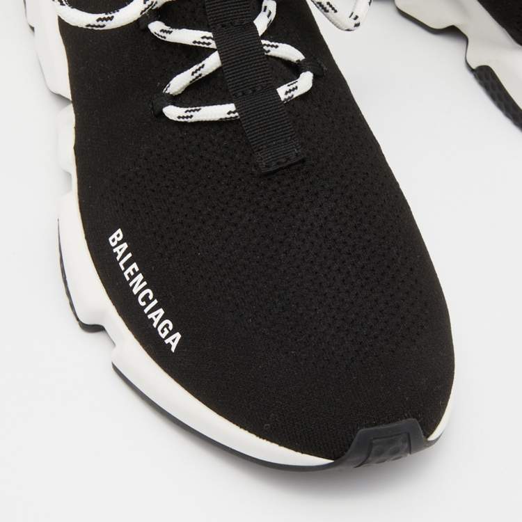 Pre Owned Balenciaga Black Knit Fabric Speed Trainer Lace Up Sneakers Size 44