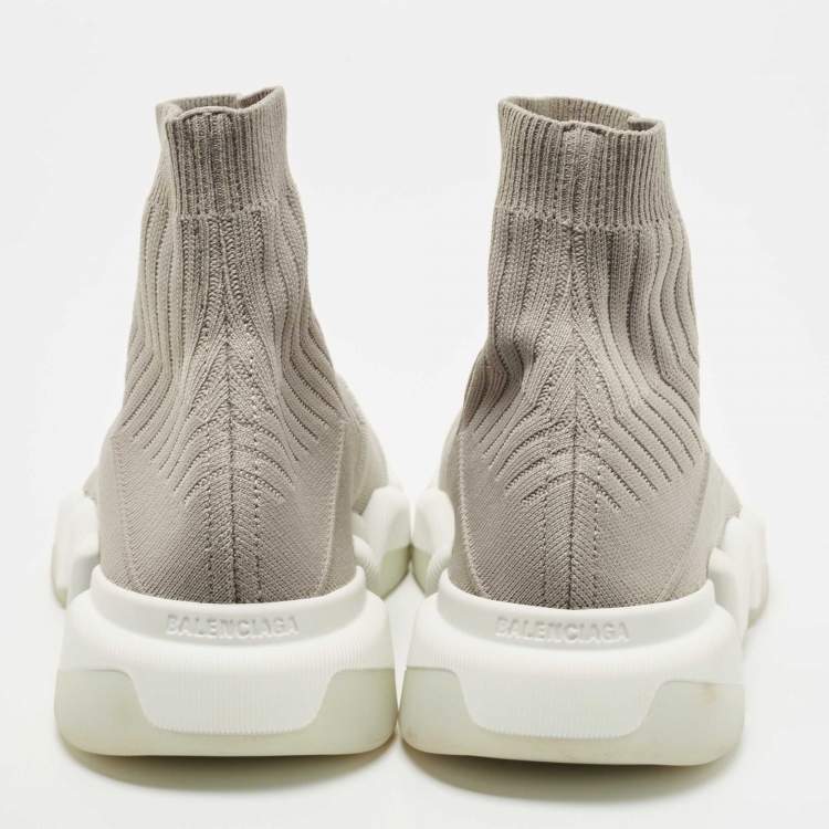 Pre Owned Balenciaga Grey Knit Speed Trainer Sneakers Size 44