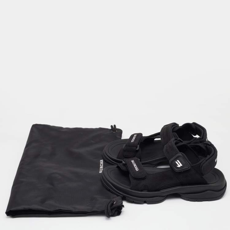 Pre Owned Balenciaga Black Fabric Ankle Strap Sandals Size 38 
