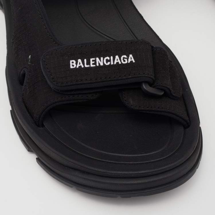 Pre Owned Balenciaga Black Fabric Ankle Strap Sandals Size 38 