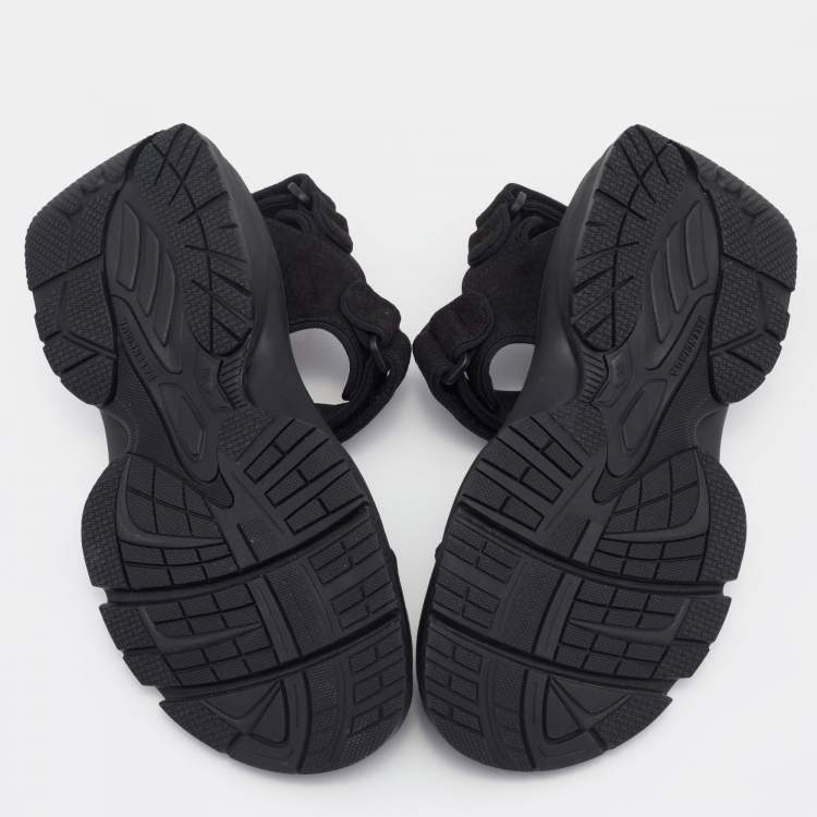 Pre Owned Balenciaga Black Fabric Ankle Strap Sandals Size 38 