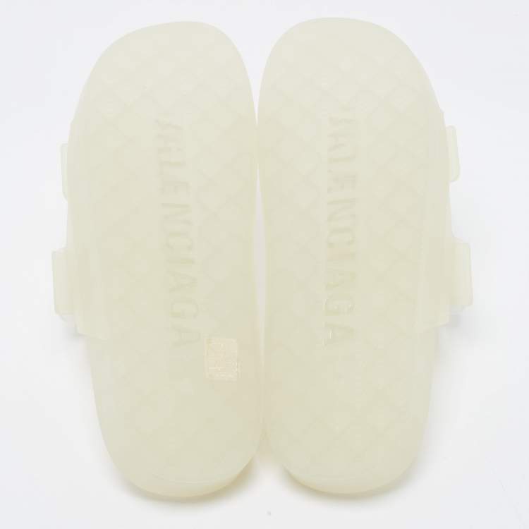 Pre Owned Balenciaga Transparent Rubber Mallorca Slides Size 43