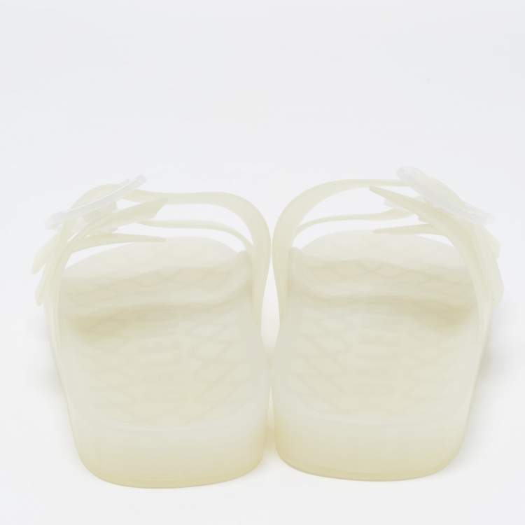 Pre Owned Balenciaga Transparent Rubber Mallorca Slides Size 43