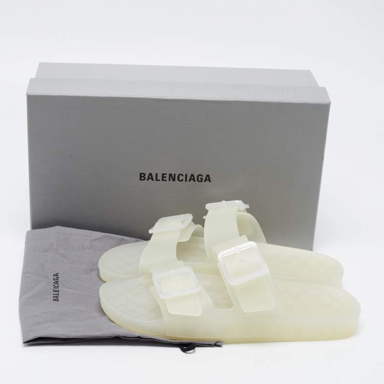 Pre Owned Balenciaga Transparent Rubber Mallorca Slides Size 43