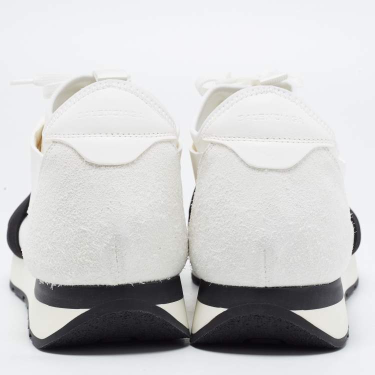 Pre Owned  Balenciaga White Leather and Mesh Race Runner Sneakers Size 44