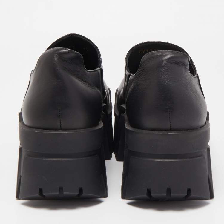 Pre Owned Balenciaga Black Leather Bulldozer Mini Boots Size 40