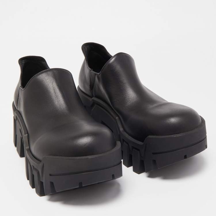 Pre Owned Balenciaga Black Leather Bulldozer Mini Boots Size 40