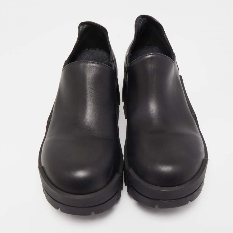 Pre Owned Balenciaga Black Leather Bulldozer Mini Boots Size 40