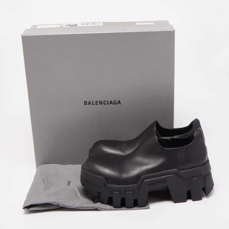 Pre Owned Balenciaga Black Leather Bulldozer Mini Boots Size 40