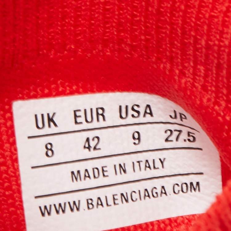 Pre Owned Balenciaga Red Knit Fabric Speed LT Soccer Sneakers Size 42