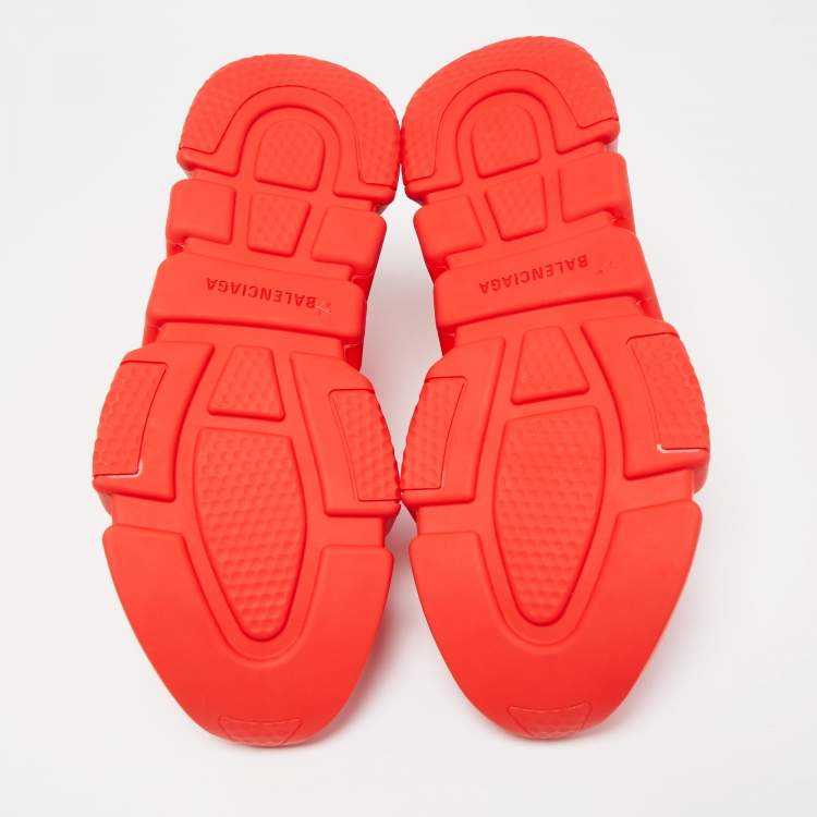 Pre Owned Balenciaga Red Knit Fabric Speed LT Soccer Sneakers Size 42