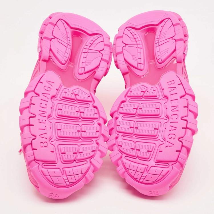 Pre Owned Balenciaga Pink Mesh and Faux Leather Track Sneakers Size 42