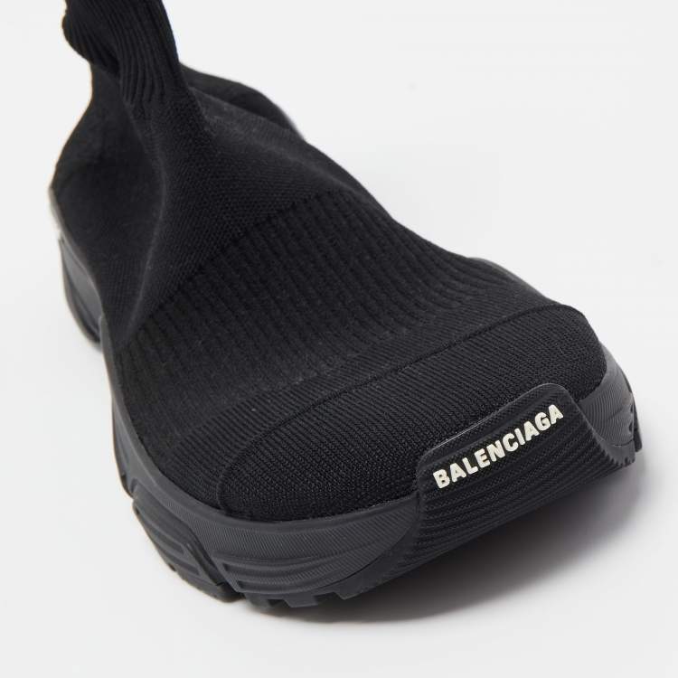 Pre Owned Balenciaga Black Knit Fabric Speed 3.0 High Top Sneakers Size 41