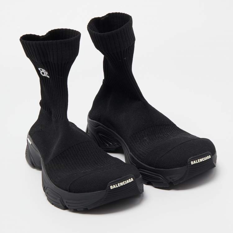 Pre Owned Balenciaga Black Knit Fabric Speed 3.0 High Top Sneakers Size 41