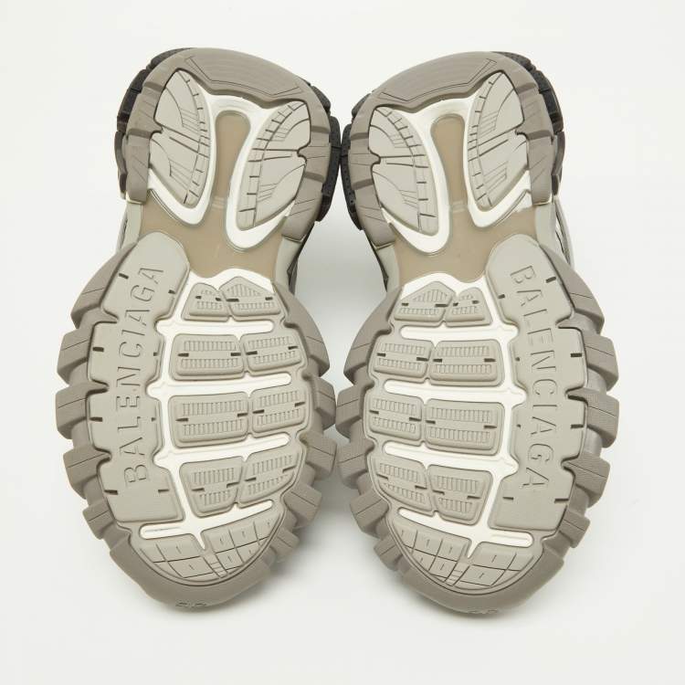 Pre Owned Balenciaga Grey Leather and Mesh Track Sneakers Size 41