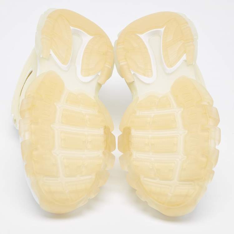 Pre Owned Balenciaga White Faux Leather and PVC Track Clear Sole Sneakers Size 42