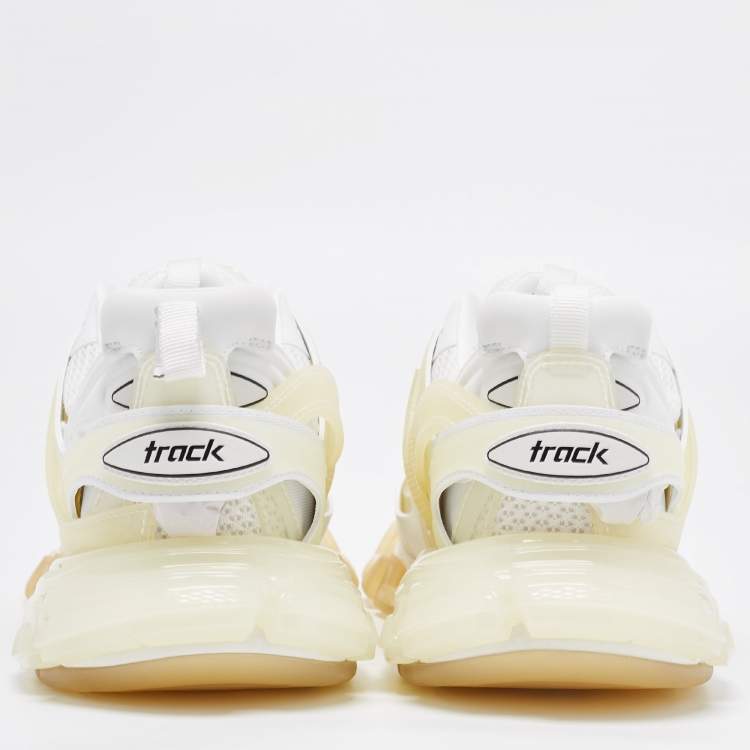 Pre Owned Balenciaga White Faux Leather and PVC Track Clear Sole Sneakers Size 42