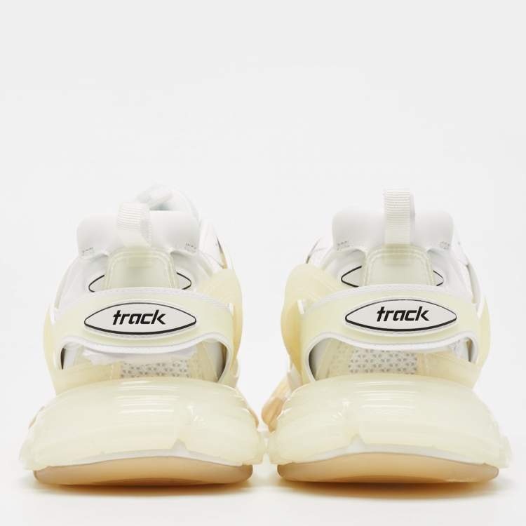 Pre Owned Balenciaga White/Transparent Faux Leather and PVC Track Clear Sole Sneakers Size 44