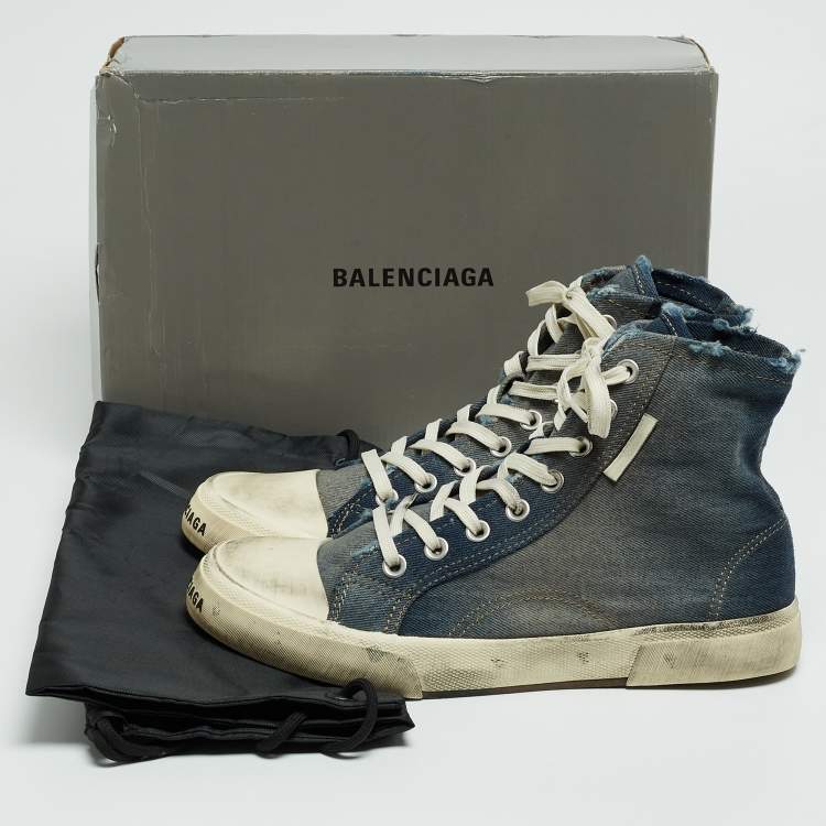 Pre Owned Balenciaga Blue Denim Paris High Top Sneakers Size 42