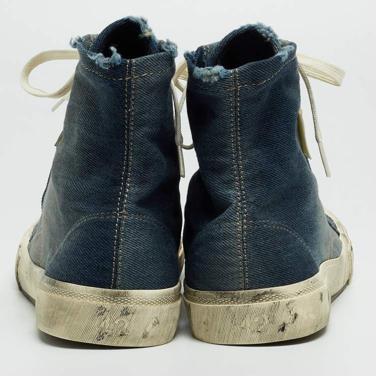 Pre Owned Balenciaga Blue Denim Paris High Top Sneakers Size 42