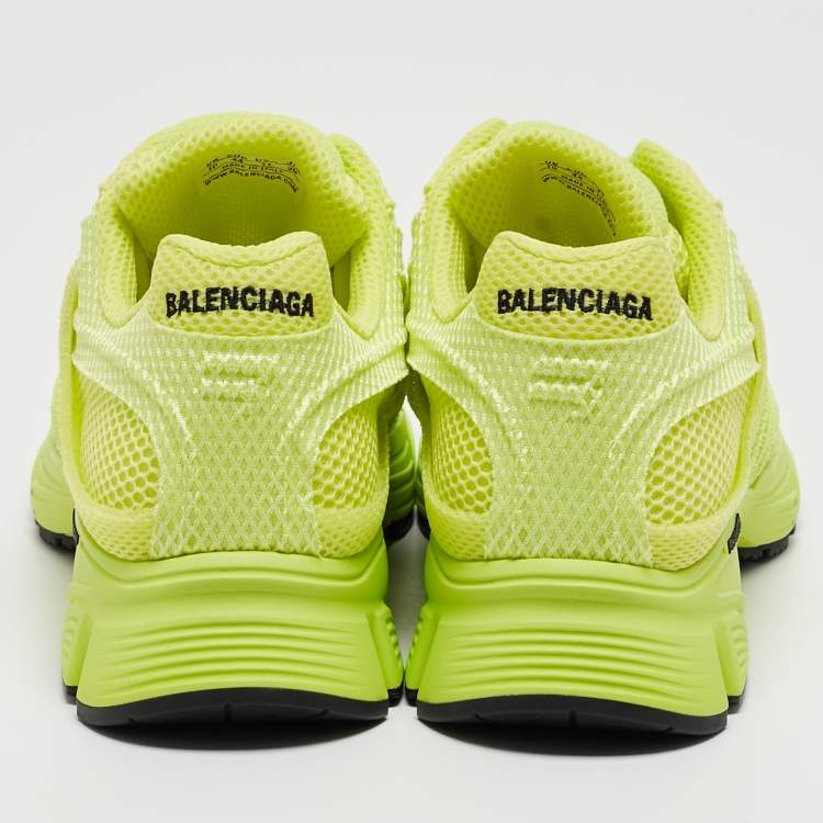 Pre Owned Balenciaga Green Mesh And Fabric Low Top Sneakers Size 44