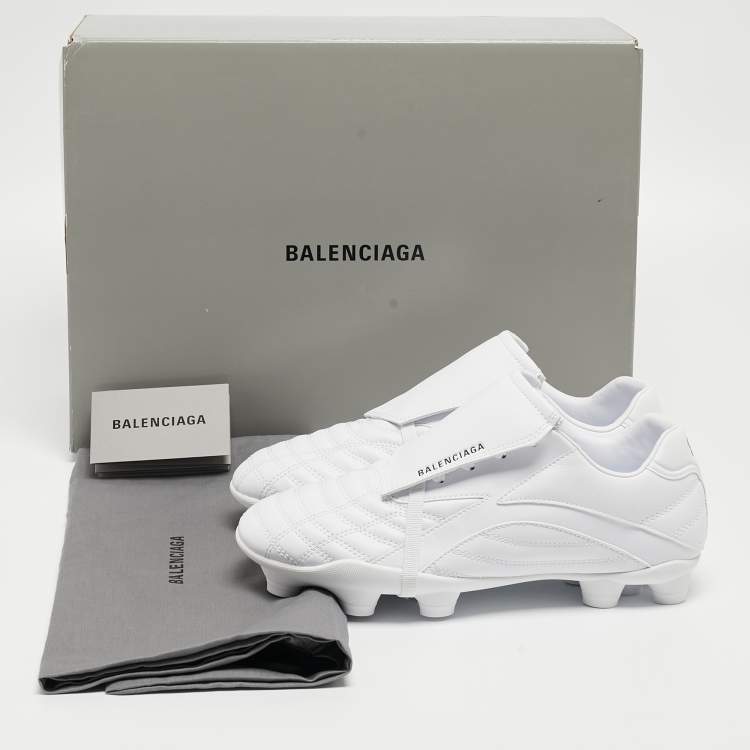 Pre Owned Balenciaga White Faux Leather Soccer Low Top Sneakers Size 38