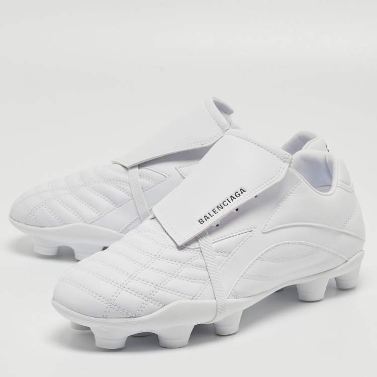 Pre Owned Balenciaga White Faux Leather Soccer Low Top Sneakers Size 38