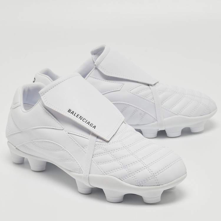 Pre Owned Balenciaga White Faux Leather Soccer Low Top Sneakers Size 38