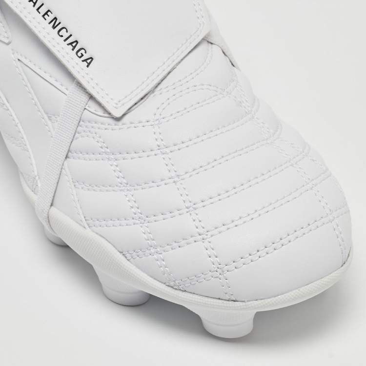 Pre Owned Balenciaga White Faux Leather Soccer Low Top Sneakers Size 38