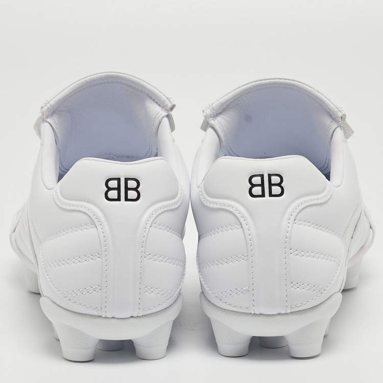 Pre Owned Balenciaga White Faux Leather Soccer Low Top Sneakers Size 38