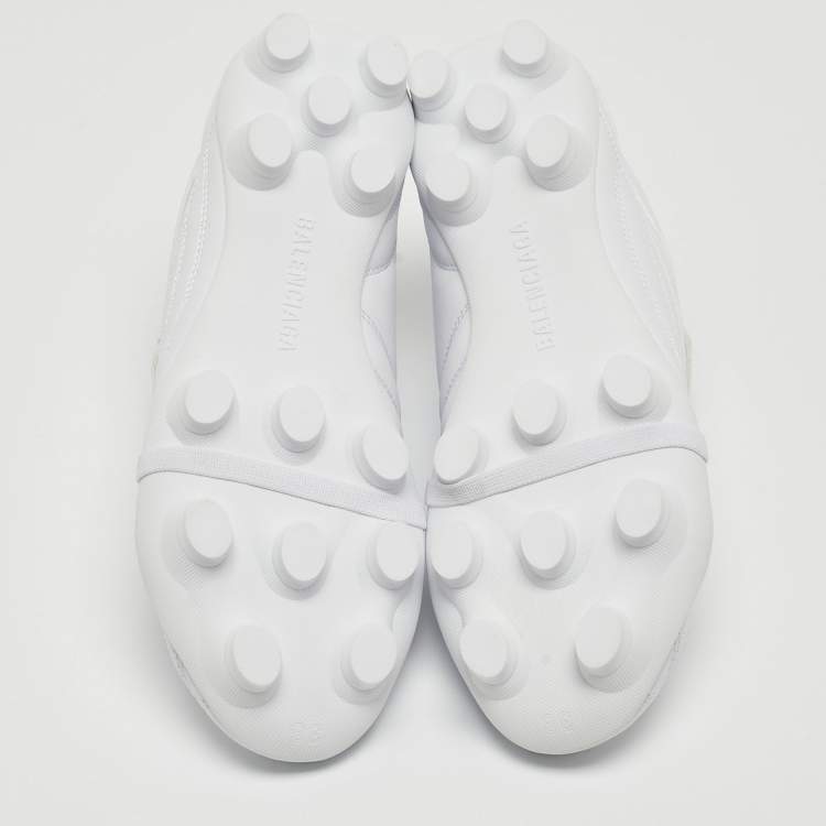 Pre Owned Balenciaga White Faux Leather Soccer Low Top Sneakers Size 38