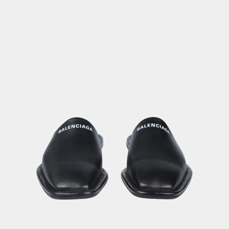 Pre Owned Balenciaga Black Leather Mules Size 39