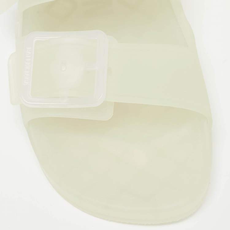 Pre Owned Balenciaga Transparent Rubber Mallorca Slides Size 42