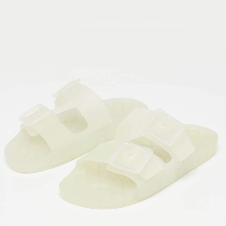 Pre Owned Balenciaga Transparent Rubber Mallorca Slides Size 42