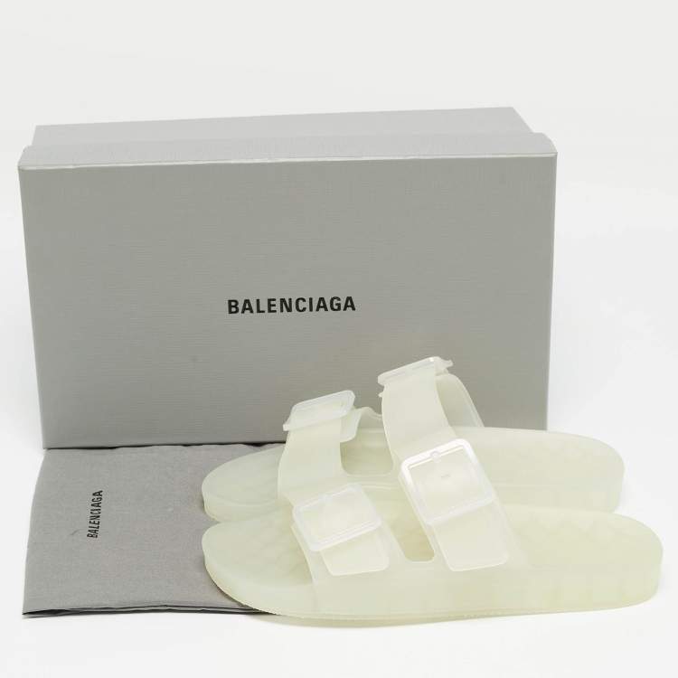 Pre Owned Balenciaga Transparent Rubber Mallorca Slides Size 42