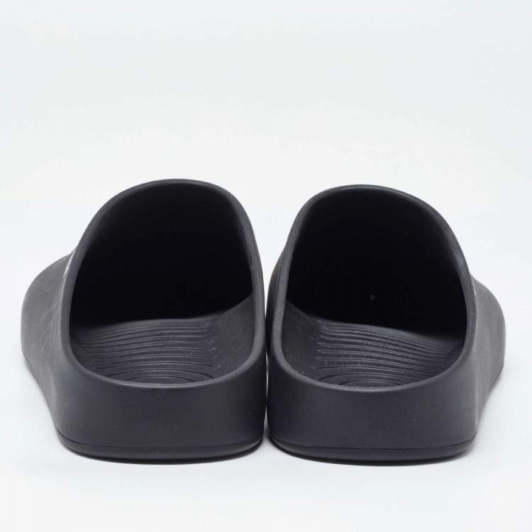 Pre Owned Balenciaga Black Rubber Flat Mules Size 42