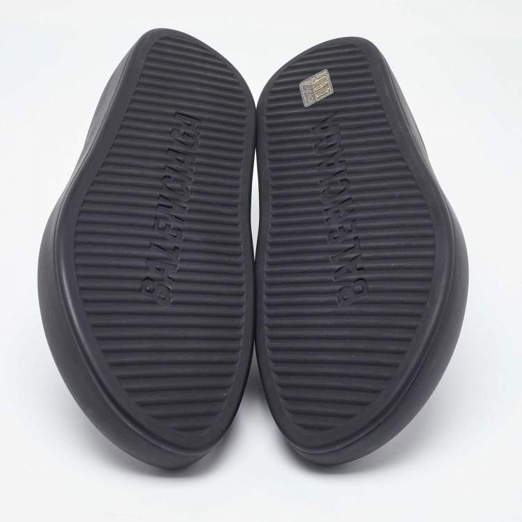 Pre Owned Balenciaga Black Rubber Flat Mules Size 42