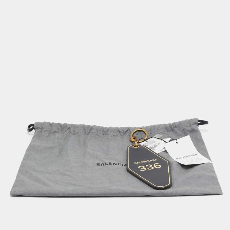 Pre Owned Balenciaga Black Leather Hotel Diamond Key Ring