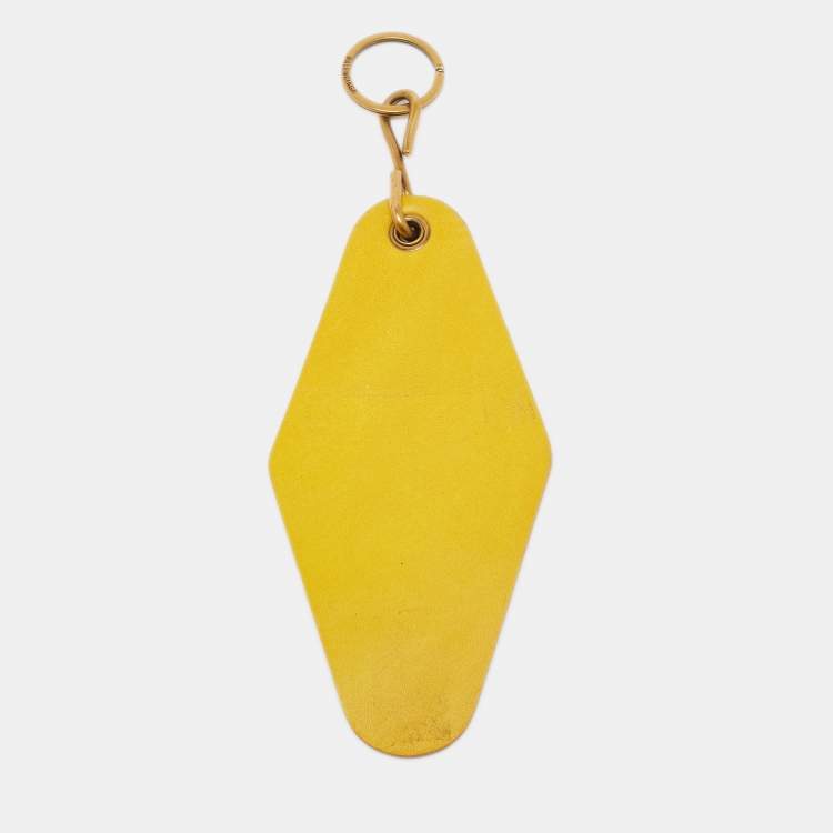 Pre Owned Balenciaga Yellow Leather Hotel Diamond Key Ring