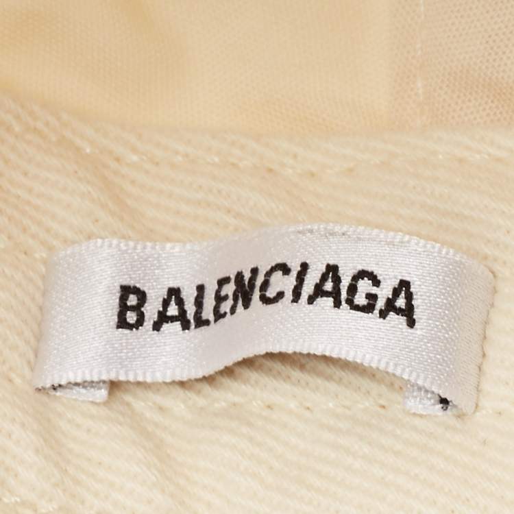 Pre Owned Balenciaga Cream BB Icon Embroidered Baseball Cap S