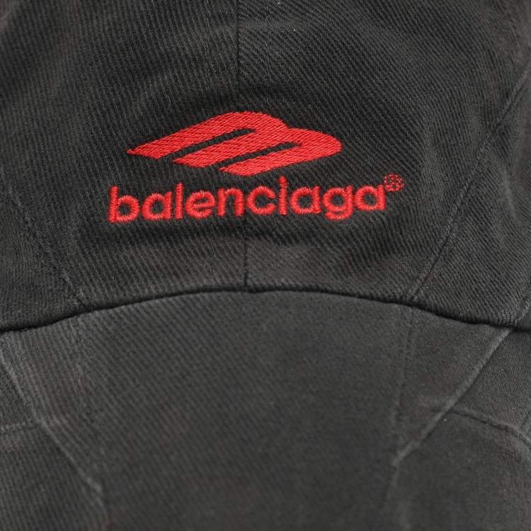 Pre Owned Balenciaga Black Cotton Baseball Cap Size M