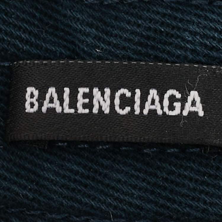 Pre Owned Balenciaga Blue Logo Embroidered Fabric Baseball Cap S