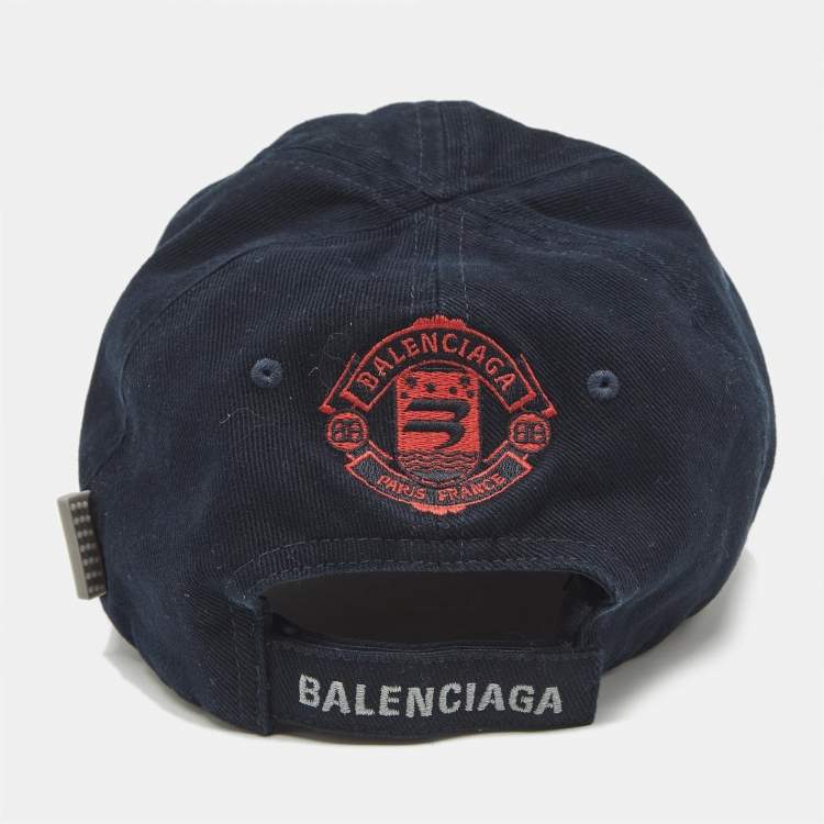 Pre Owned Balenciaga Navy Blue Cotton Unity Snowboard Logo Cap L