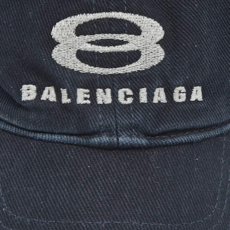 Pre Owned Balenciaga Navy Blue Cotton Unity Snowboard Logo Cap L