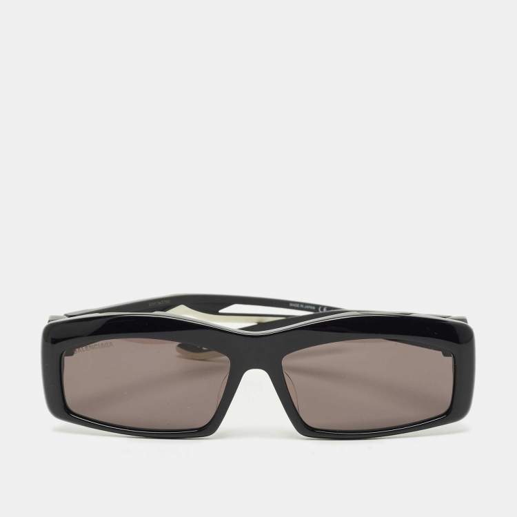 Pre Owned Balenciaga Black/White BB0026SA Rectangle Sunglasses