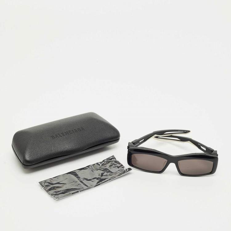 Pre Owned Balenciaga Black/White BB0026SA Rectangle Sunglasses