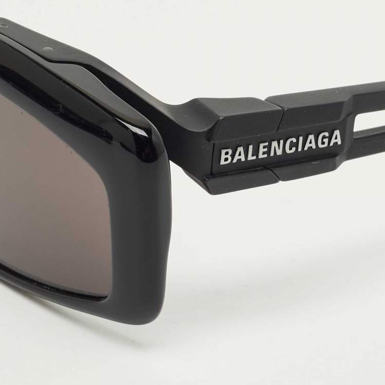 Pre Owned Balenciaga Black/White BB0026SA Rectangle Sunglasses