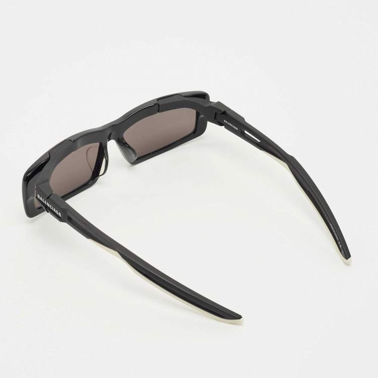 Pre Owned Balenciaga Black/White BB0026SA Rectangle Sunglasses
