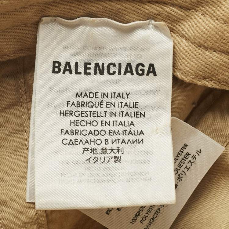 Pre Owned Balenciaga Beige Logo Embroidered Cotton Baseball Cap L