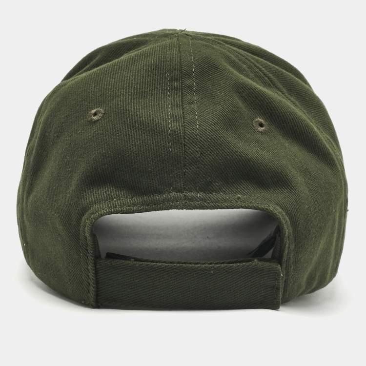 Pre Owned Balenciaga Green Logo Embroidered Cotton Baseball Cap L